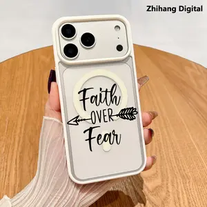 Faith Over Fear Christian Pattern Premium Magnetic Phone Case for iPhone 17 Pro Max Air 16 Plus 15 14 13 12 11 Cases MagSafe Ready Anti-Fall Springtok and Ultra-Thin Design Perfect for Everyday Use Screen Protector Resistance