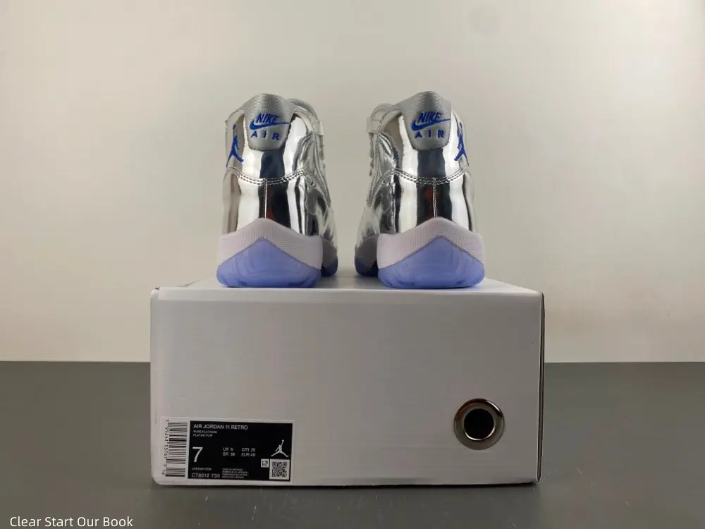 High Cut Vintage Sport Walking Shoes Plush Padded Ankle Collar Shiny All Silver Metallic Surface Non-slip Clear Blue Rubber Sole Unisex Brand New Sealed with Original Shoe Box All Season Daily Wear Comfort Footwear