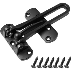 Door Reinforcement Lock Latch Swing Bar Lock for Home Security Front Door Locks for Kids Thicken Solid Aluminium Alloy (Black)