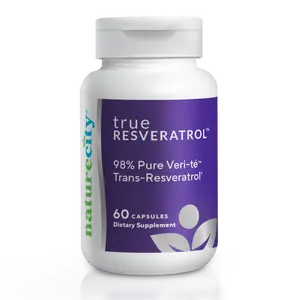 NatureCity TrueResveratrol Antioxidant and Cellular Support Supplement - Trans-Resveratrol for Heart Health, Longevity, Brain and Skin - Grape and Japanese Knotweed - Non-GMO Capsules - 60 Count