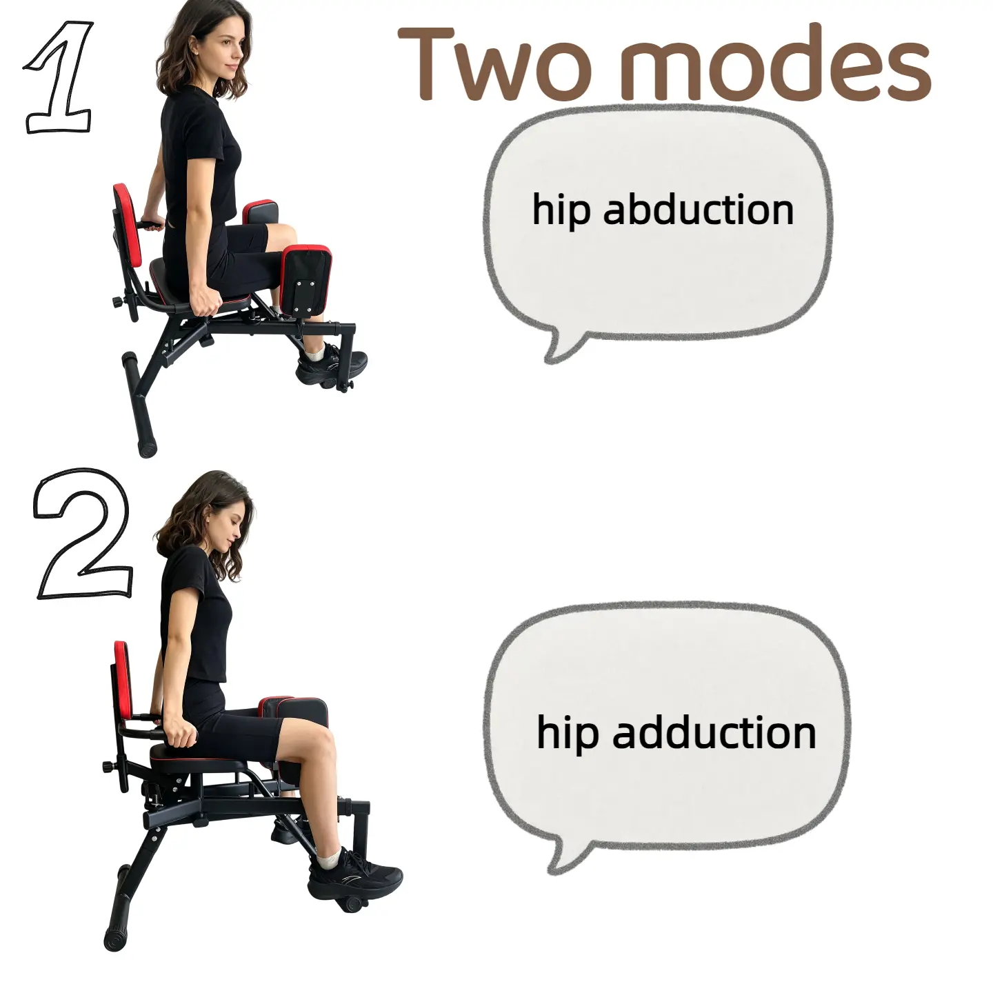 Hip Abduction & Adduction Exercise Bench - 2 Modes for Effective Strength Training, Adjustable Design for Comfort & Support