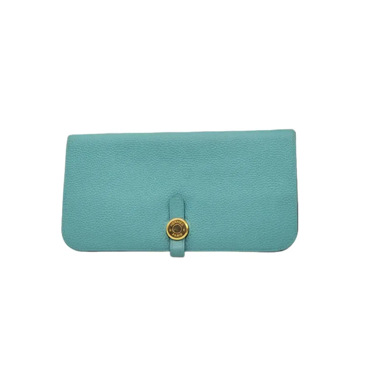 Pre-owned HERMÈS hz9 Hermès, Macaron Blue, Gold Hardware, Calfskin, Wallet 45824