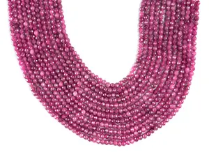 Natural Ruby Gemstone Round Micro Faceted Beads String 15.5 Inches Long 2/3/4/6 MM for Jewelry Making and Crafting - AS & JG