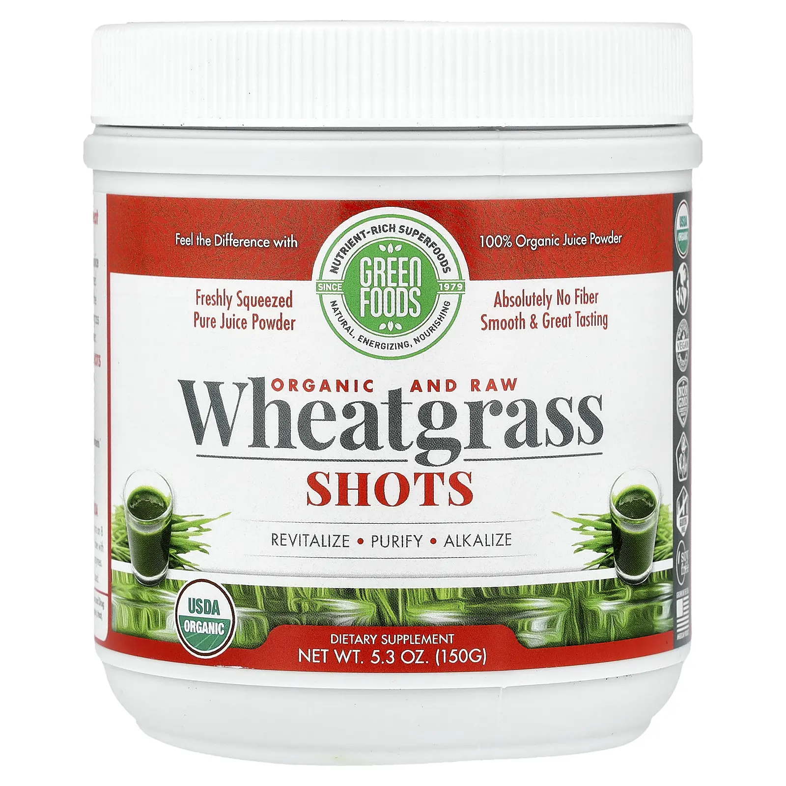 Green Foods Organic and Raw Wheatgrass Shots, 5.3 oz (150 g)