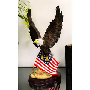 Ebros Gift 18" Tall Large Patriotic Bald Eagle Clutching On American Flag Decorative Figurine