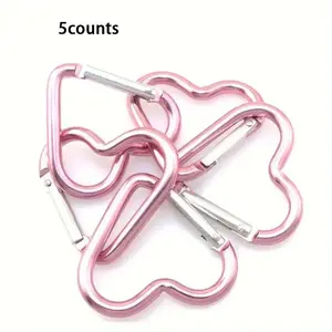 Heart Shaped Binder Clip, 5 Counts Durable Metal Binder Clip, Multipurpose Binder Accessories for Outdoor Climbing Hiking