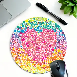 Colorful Dots Mouse Pad Pointillism Small Round Mouse Pads Abstract Rainbow Gaming Mouse Pad Desk Pad Non-Slip Rubber Base for Office Work and Home Desktop Decor An Ideal Gift for Friends and Women