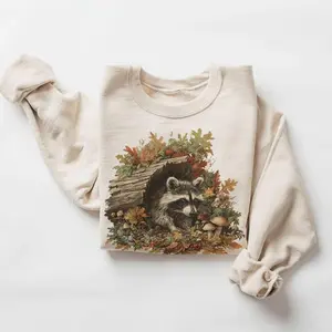 Retro 90's Raccoon Hiding In Log Vintage Wildlife Unisex Sweatshirt #DICH