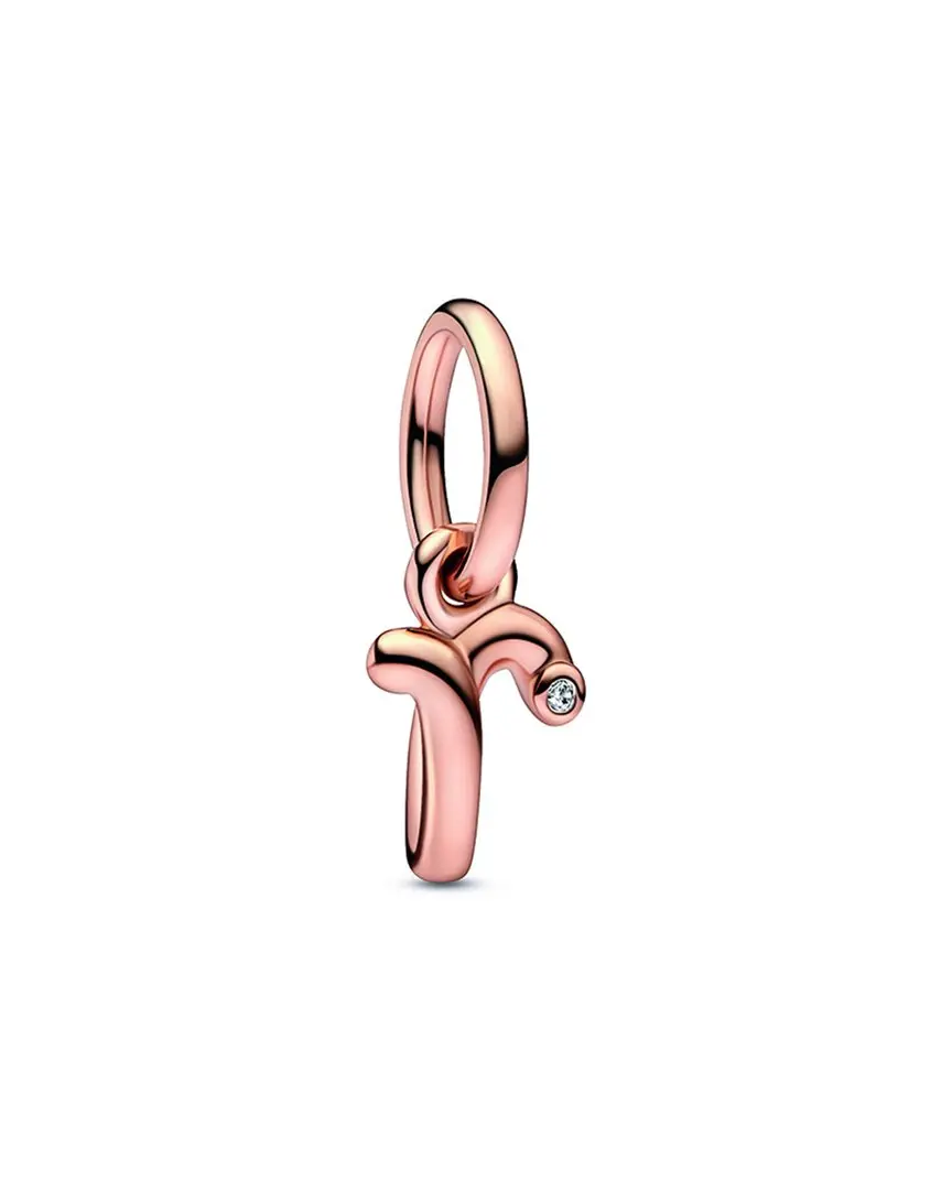 Pandora Moments 14K Rose Gold Plated CZ R Script Charm
