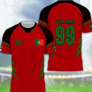 Custom Red & Black Tone Soccer Jersey, Personalized Soccer Fan Shirt, World Cup Name Top