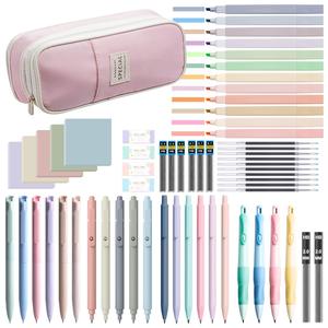 stationery set, 1 set including highlighters, mechanical pencils, color ink gel pens, pencil case, bible study supplies, stationary set for student