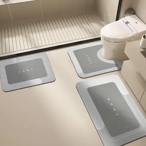 Bathroom Toilet Mat, 1/3pcs Non-slip Bathroom Floor Mat, Diatomite Bathroom Mat, Bathroom Mat Set, Water Absorbent Interior Rug for Bathroom, Living Room, Kitchen, Laundry, Home Decor, Drying Doormat, Non Slip Mats, Bathroom Accessories