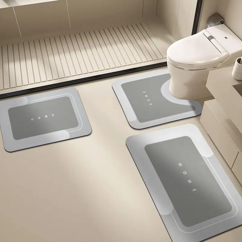 Bathroom Toilet Mat, 1/3pcs Non-slip Bathroom Floor Mat, Diatomite Bathroom Mat, Bathroom Mat Set, Water Absorbent Rug for Bathroom, Living Room, Home Decor, Drying Doormat, Non Slip Mats, Nonslip bathroom rugs, Bathroom Accessories