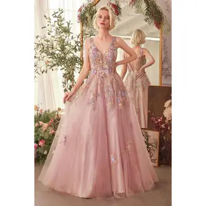 Andrea & Leo Couture A1394 Floral Appliques  A-line Gown