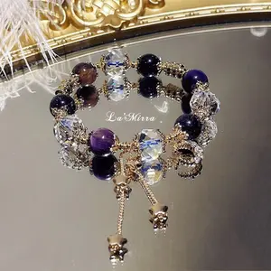 La'Mirra New Style Gentian Crystal Bracelet Blue Sandstone Sweet Charming Luxurious Palace French Style Niche Luxury Accessory