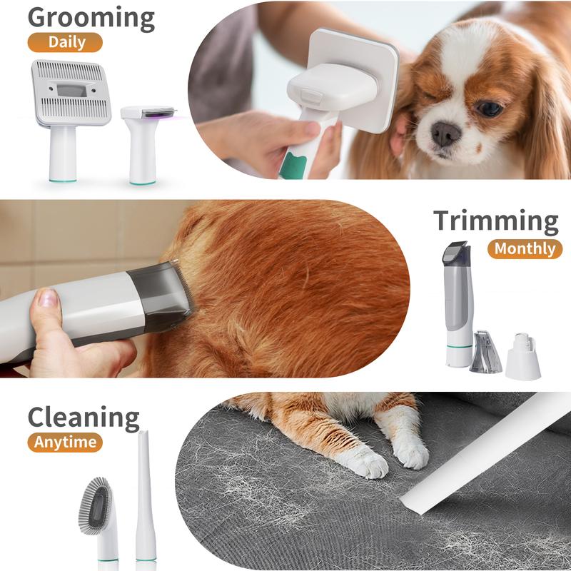 Grooming Vacuum, Dog Vacuum Brush for Shedding Grooming, Dog Hair Vacuum Groomer, 7-in-1 Pet Grooming Kit for Cat Dog, Pet Products