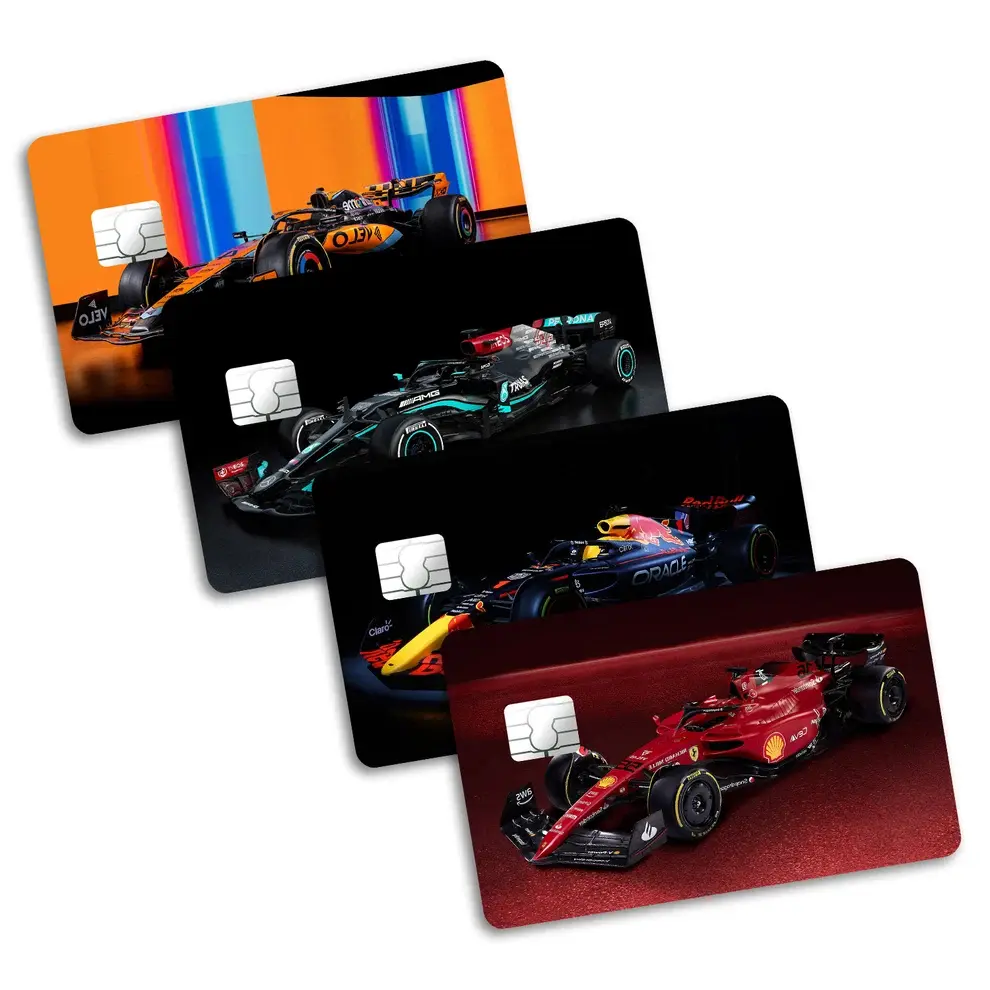Formula One Cars Bundle Credit Card & Debit Card Skin Premium Credit Card Skin Decorative Vinyl Card Sticker Cover for Credit & Debit Cards, Scratch Protection Wallet Accessory
