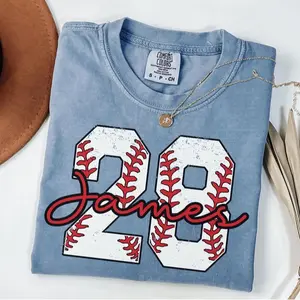 Custom Baseball Number Shirt, Comfort Colors Baseball Tee, Personalized Baseball Player Shirt, Baseball Fan Gift, Sports Mom tee, Game Day