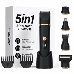 [FathersDayGift] 2026 Upgrade 5-in-1 Anti-Nick  Body & Ball Trimmer - Safe Ceramic Blade Wet-Dry Groomer for Men Electric Black