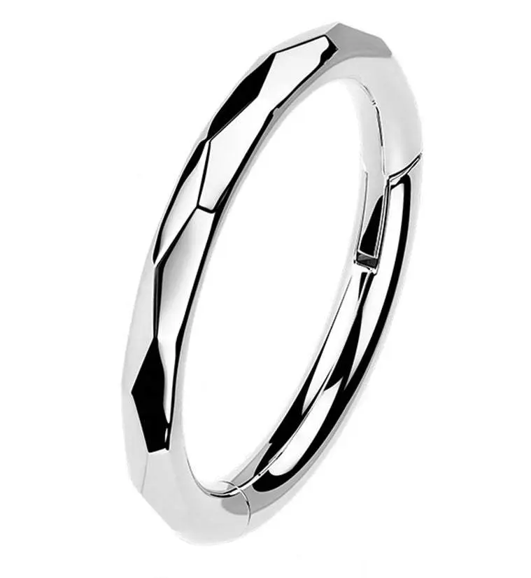 Titanium Alloy Angled Hinged Segment Ring, Stacking Rings with Angled Sides, Easy Opening Costume Jewelry Accessory