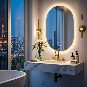 Oval Backlit Bathroom Vanity Mirror with Bluetooth Speaker