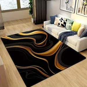 Luxury Black Gold Marble Fluid Large Area Rug Soft Absorbent Diatomite Material with 100% Non-Slip Rubber Backing Soft Diatomite Quick-Dry Floor Mat with Elegant Modern Design "Suitable for Laundry Rooms, Bathrooms, Kitchens, Living Rooms and Corridors