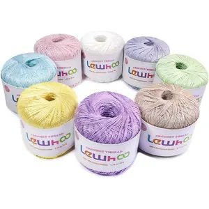 Crochet Thread, 8 Pearl Yarn Balls for Crocheting, 100% Mercerized Cotton Tatting Thread Size 10, Cotton Lace Yarn Hand Embroidery