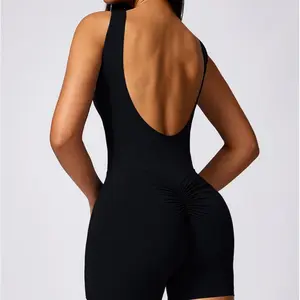 Women's Scrunch Butt One-Piece Gym Jumpsuit - Breathable, Moisture-Wicking, 4-Way Stretch, Fall 2024