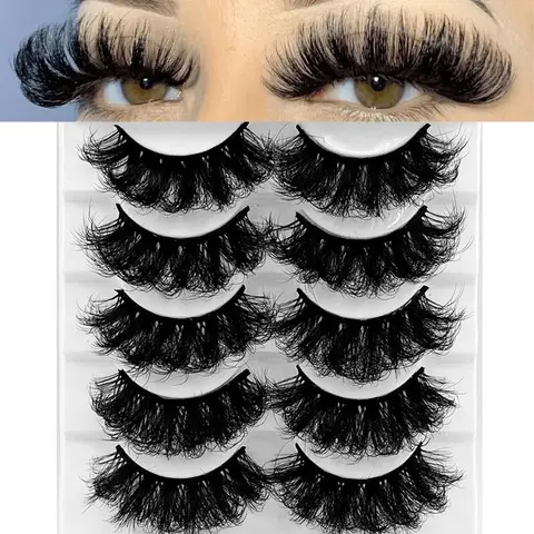 Fluffy False Eyelashes for Eyelash Extension, 5 Pairs Curly & Thick Eyelashes for Eyelashes Extensions, Full Volume Eyelash for Lashes Extension, Cosmetic False Lashes, Voluminous False Eyelashes