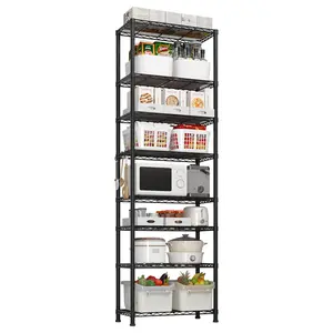 8 tier Heavy Duty Storage Shelves 78.74" H Wire Shelving Unit with Wheels 1600LBS NSF Metal Shelves for Storage Adjustable Garage Storage Rack Pantry Shelf Commercial Shelving, 78.74" H X 23.62''W