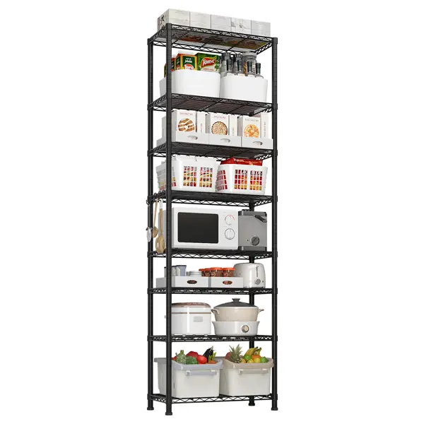 8 tier Heavy Duty Storage Shelves 78.74" H Wire Shelving Unit with Wheels 1600LBS NSF Metal Shelves for Storage Adjustable Garage Storage Rack Pantry Shelf Commercial Shelving, 78.74" H X 23.62''W