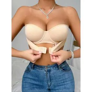 Women's Solid Color Strapless Push Up Bra, Comfortable Breathable Invisible Bra, Women's Lingerie for All Seasons, Womenswear