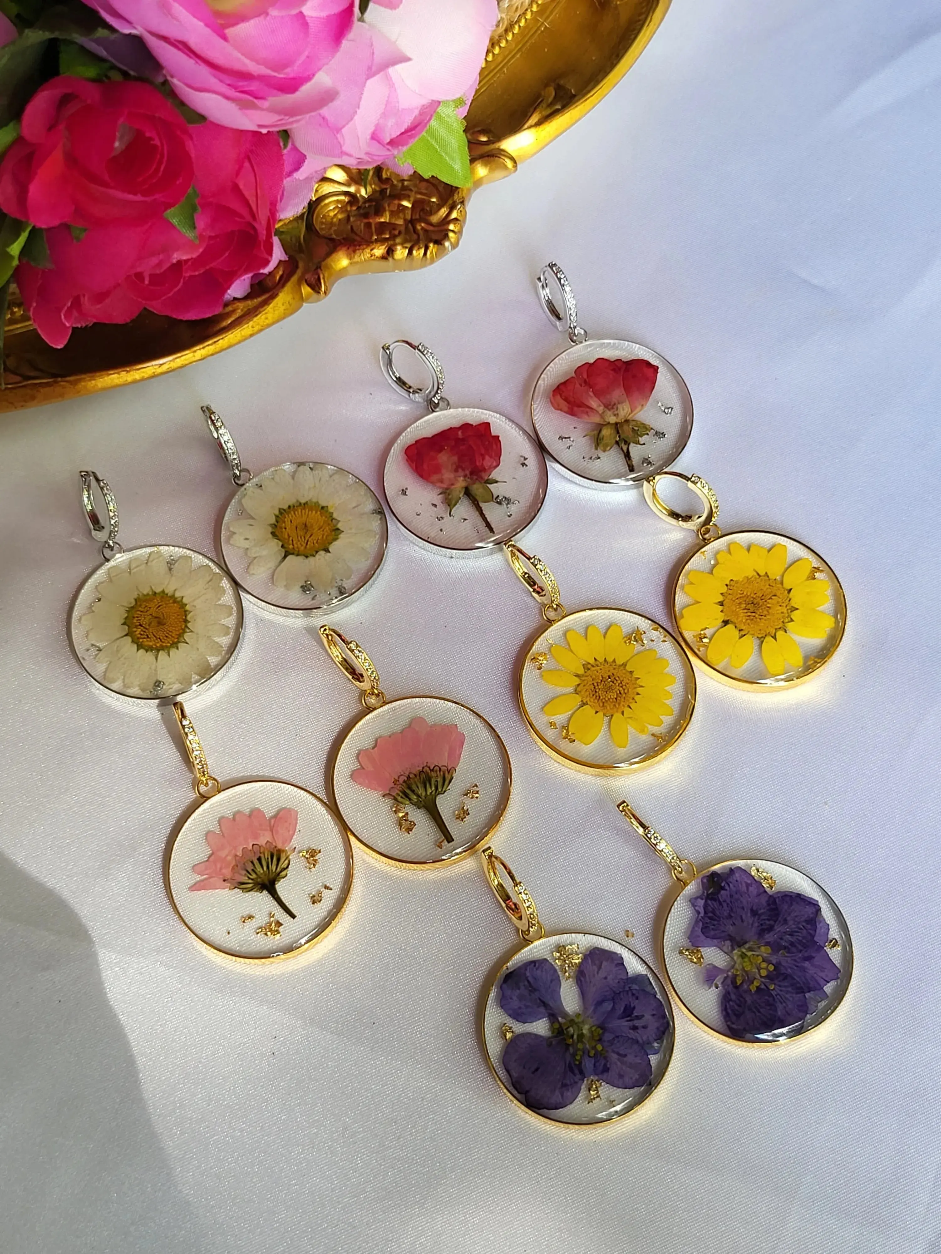 Real Dried Birth Month Flower Earrings