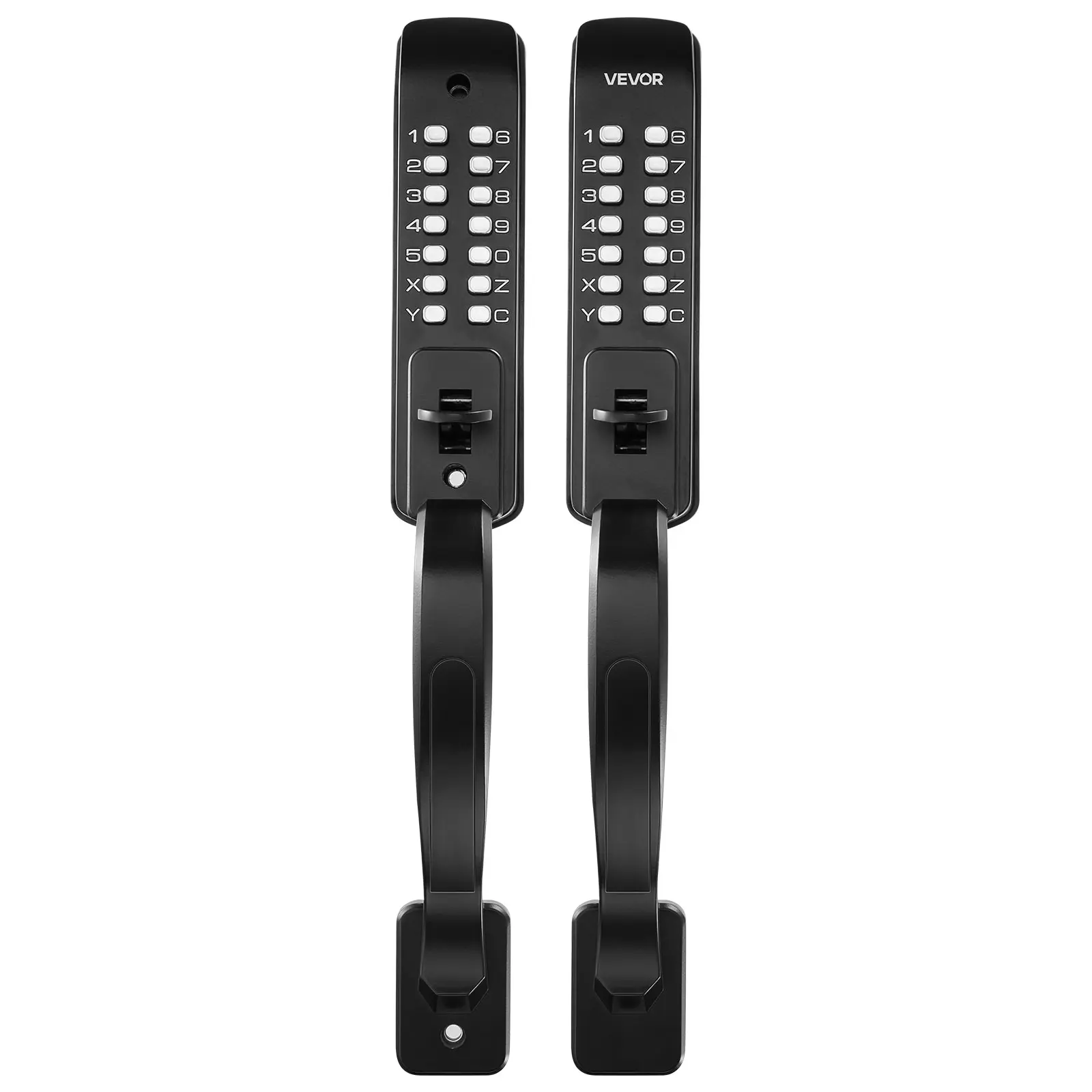 VEVOR Mechanical Keyless Entry Door Lock, 2.0 Code Upgrade, 4-7 Digits Code, Double-Sided Push Button Combination Keypad Door Lock with Pull Handle, Auto Locking, for Garden Gates, Indoor or Outdoor