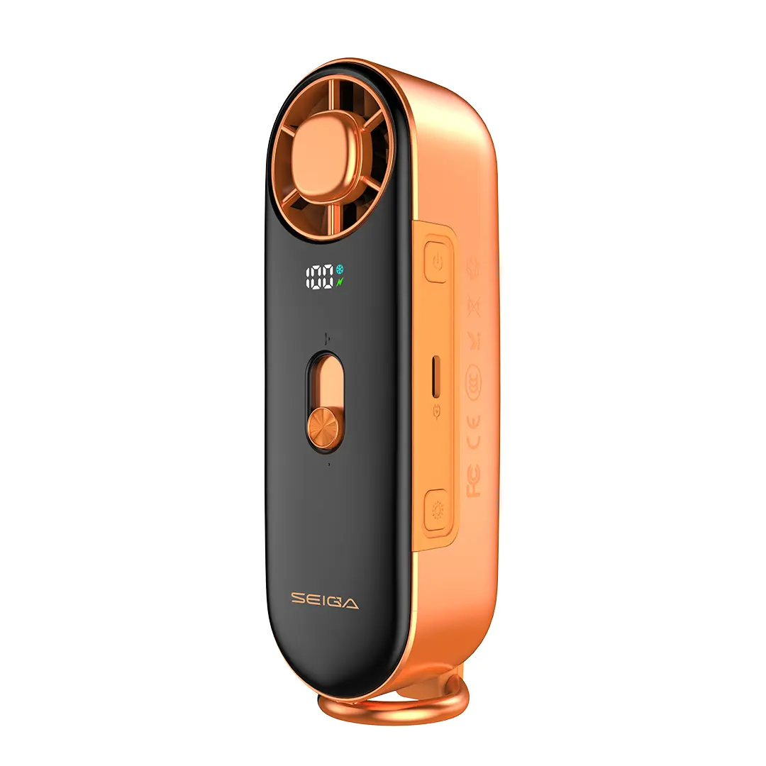 SEIGA MF130 Metal Handheld Fan with Ice Cooling, 3-in-1 Portable Fan with 10,000mAh Power Bank & Flashlight, 16,500 RPM Turbo Airflow, 100 Speeds, Built-in Retractable USB-C Cable, for Travel, Camping & Outdoor Use