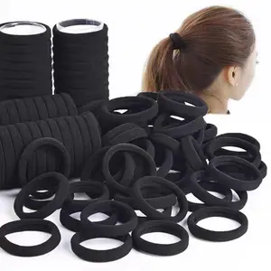 200PCS Black Hair Ties for Women Girls Seamless Thick Hair Band Elastic Hair Ties No Damage Ponytail Holder for Long Lasting Braids Ponytails and Medium Hair Cotton Elastic Bands Soft Hair Accessories Borsicge