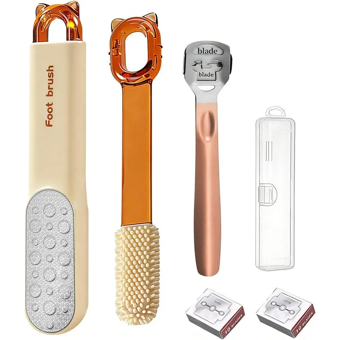 Dual-Sided Foot File-Callus Shaver with 21 Blades-Stainless Steel Foot Callus Remover & Foot Scrubber for Removing Calluses, Aged Keratin, Hard Dead Skin-Heel Scraper Pedicure Tool Kit
