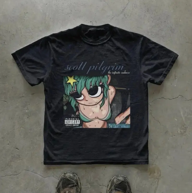 Deftones scott pilgrim T-Shirt, Rock Music Band Graphic Tees, Unisex Tshirt, Gifts Shirt, Menswear Womenswear Streetwear, Aesthetic, Heavyweight Cotton Comfort Top Regular Fit Y2k Outfit Outdoor Clothes