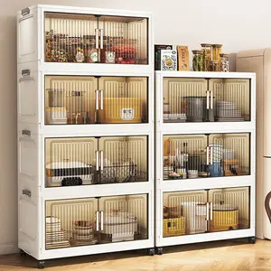 Home Storage Cabinet, No-Assembly Baby Wardrobe, Plastic Organizer Cabinet for Kids' Clothes, Snacks, and Bedroom Storage