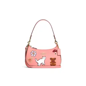 COACH Teri 26 Animal Print Genuine Leather Crossbody Bag for Women in Blush Pink