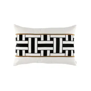 Tommy Ivory/Black/Gold Lg Rectangle Decorative Throw Pillow 30" x 18"