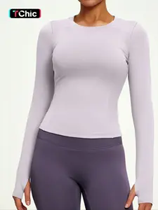 Women's Long Sleeve Compression Shirt, Sun Protection Training Top with Thumbholes, Ideal for Fitness Yoga Running, Comfortable Fit, Athletic Yoga Tops