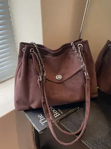 Women's Fashion Large Capacity Suede Shoulder Tote Bag, Stylish Single-Shoulder Handbag, Elegant Commuter Bag, Office Shoulder Bag, Perfect for Daily Use and Shopping