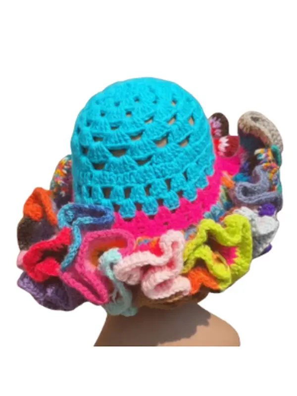 String Strandid® Triple Ruffle Wearable Fiber Art Hat
