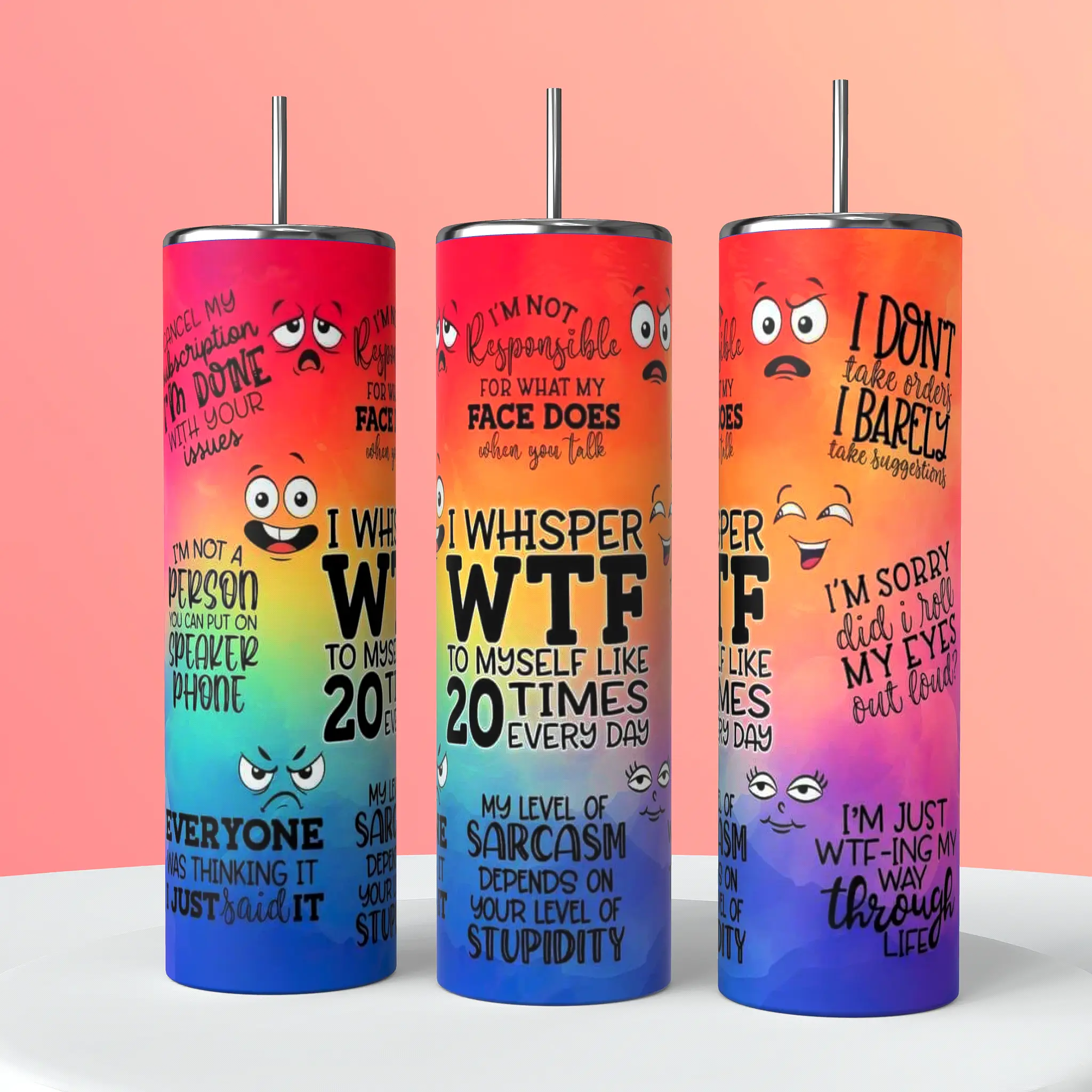 20oz Colorful Insulated Stainless Steel Tumbler Water Bottle - Reusable Portable Drinkware for Iced Tea, Coffee, with Straw Lid, Washable, Long-Lasting Hot/Cold Retention, High-Quality, Hand-Wash Only (No Microwave/Dishwasher Use)
