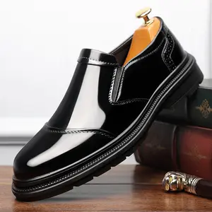 Men's large-size solid color business style fashionable formal wear shoes, comfortable non-slip rubber soles durable casual office shoes, men's daily footwear 60295