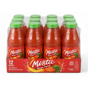 Mistic Mango Carrot Juice 12 Bottles 16 Fl Oz Each Orange Carrot Mango Flavor Eco-Friendly Bottles