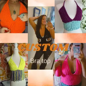 Custom Crocheted Bra Top - Women's Tube Top for Beachwear - Womenswear Halter Yarn