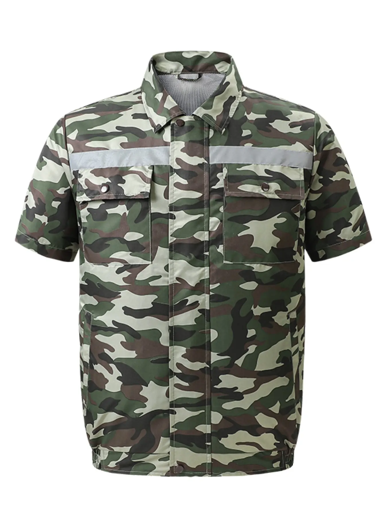 Summer Cooling Air Conditioned Short Sleeve Shirt with Fan Reflective Strip, Outdoor Workwear for High Temperature Jobs
