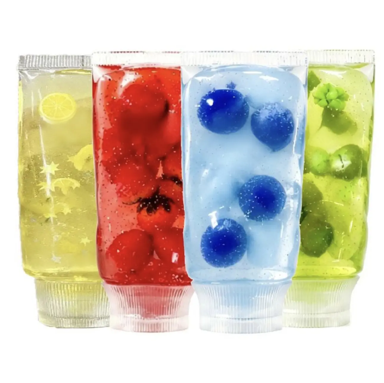 Original Toothpaste Squishy, Colorful Fruit Jelly Tube Squeeze Toy, Soft Glitter Sensory Fidget Toy, Cute Stress Relief Decompression Toy for Kids & Adults